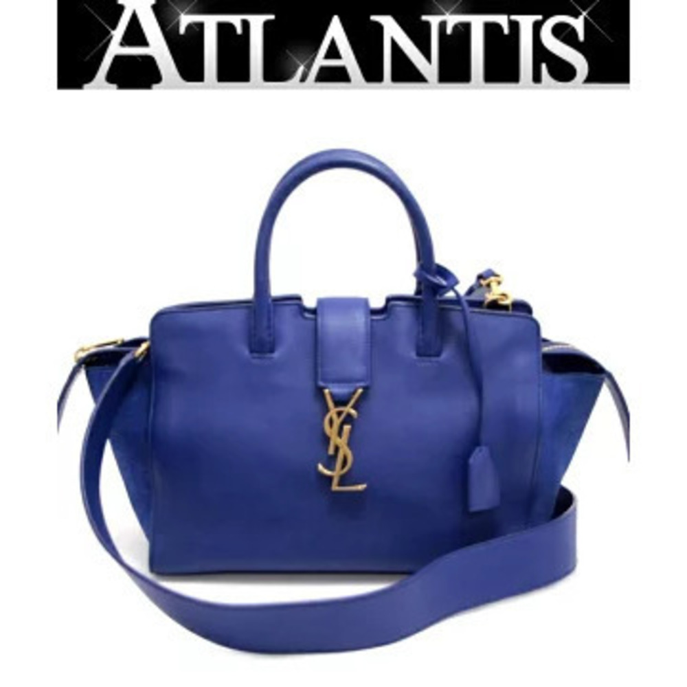 SAINT LAURENT PARIS Baby Downtown Cabas Bag Leather Blue